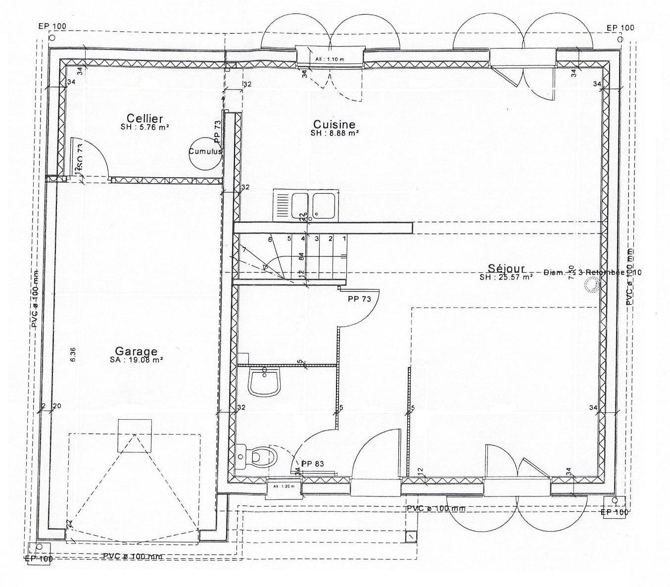 plan maison etage t4